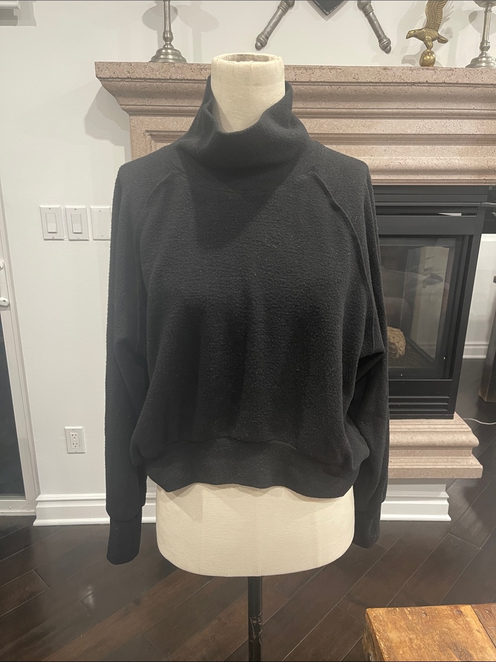 LNA Black Turtleneck Fleece Pullover Sweater